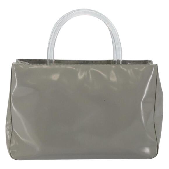 PRADA Hand Bag Enamel Gray Silver - Picture 3 of 12